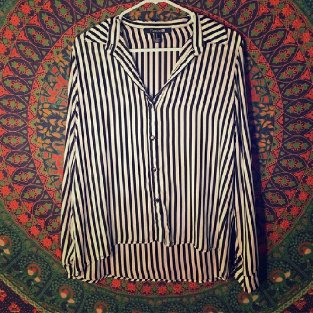 Black and white chiffon top